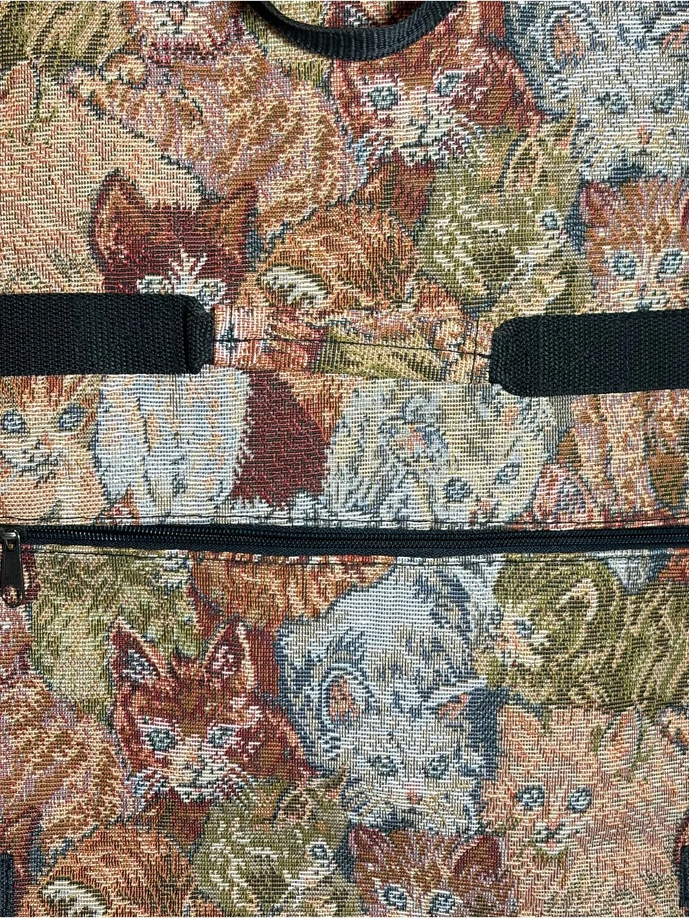 Vintage Tapestry Shopping Bag Cart With Wheels Foldable Travel Bag Cats
